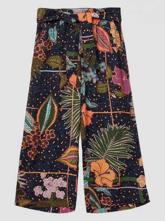 Foto van product Broek met motief van gesatineerde viscose in een loose fit s.Oliver