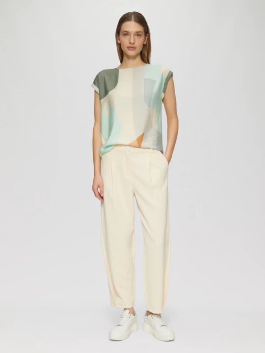 Foto van product Broek met ronde pijpen en zoomdetails s.Oliver beżowy