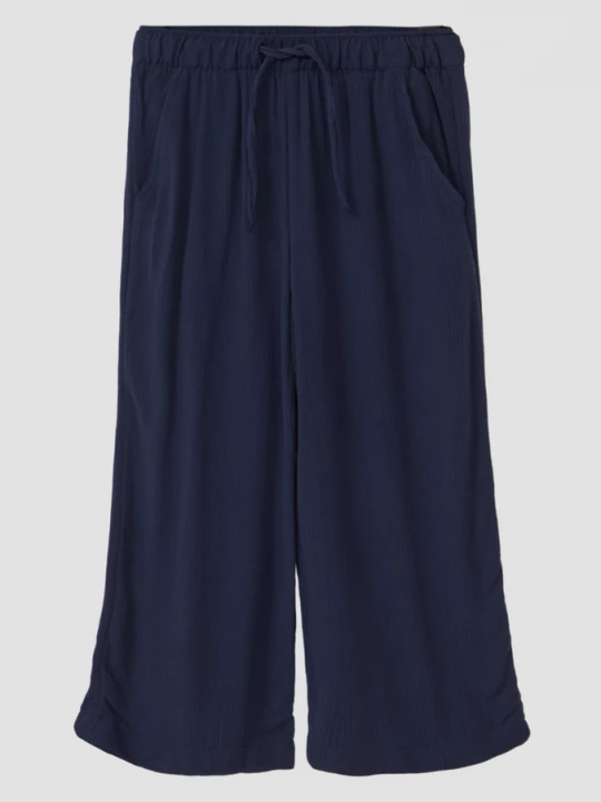 Foto van product Broek met wijde pijpen en elastische band van crinkled viscose s.Oliver blauw