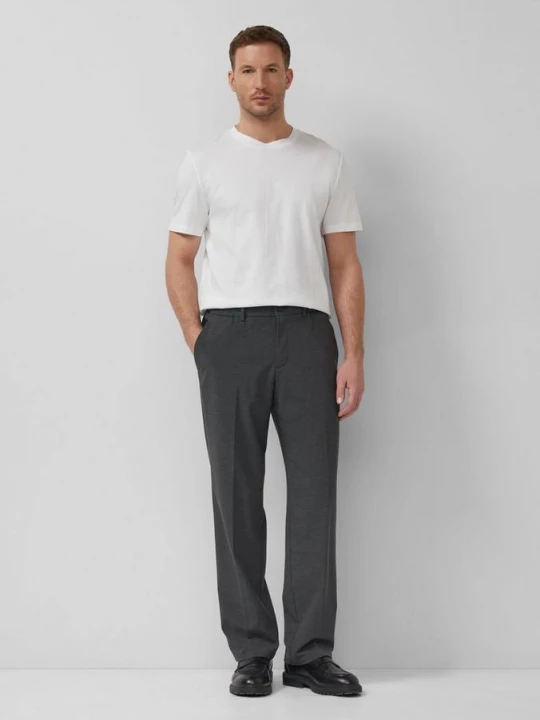Foto van product Broek met wijde pijpen en elastische tailleband van gevlekte stretchstof s.Oliver grijs