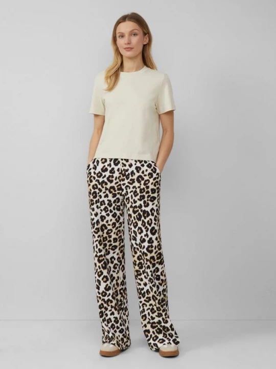 Foto van product Broek met wijde pijpen en luipaardmotief s.Oliver crème