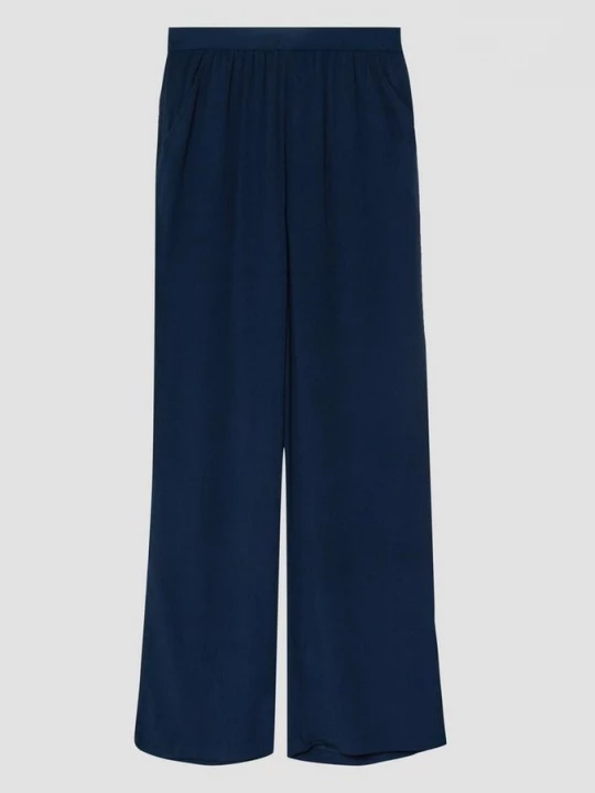 Foto van product Broek met wijde pijpen in een losse pasvorm gemaakt van viscose s.Oliver blauw