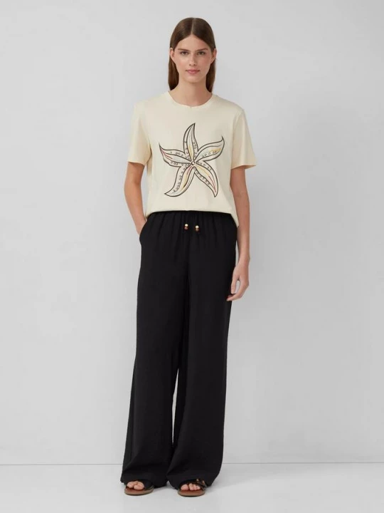 Foto van product Broek met wijde pijpen in een relaxed fit van een viscosemix s.Oliver zwart