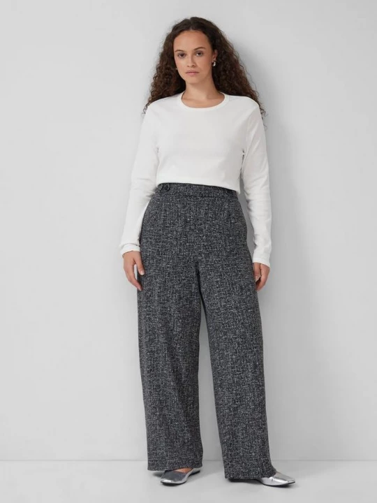 Foto van product Broek met wijde pijpen in interlock jersey QS zwart