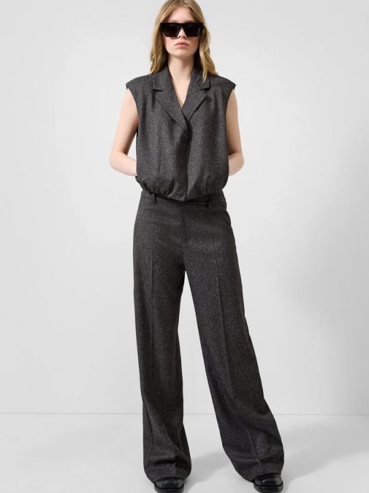 Foto van product Broek met wijde pijpen in tweedlook QS grijs