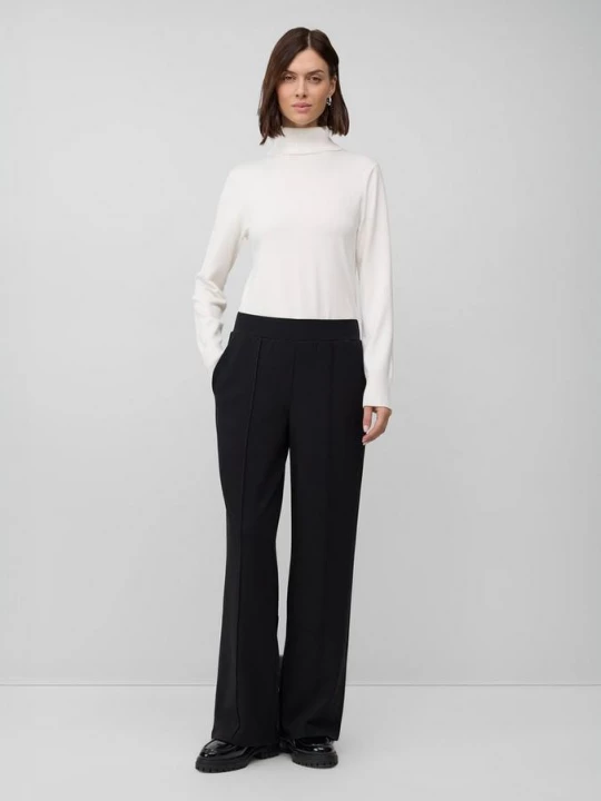 Foto van product Broek met wijde pijpen, steekzakken en elastische tailleband s.Oliver zwart