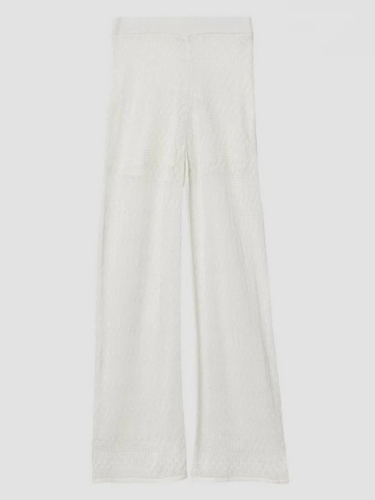 Foto van product Broek met wijde pijpen van ajourbreisel met elastische band s.Oliver crème