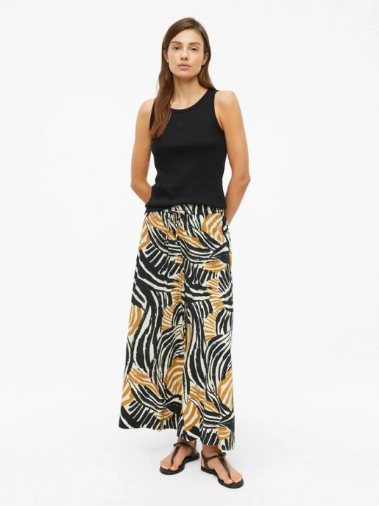 Foto van product Broek met wijde pijpen van crêpe-viscosemix s.Oliver