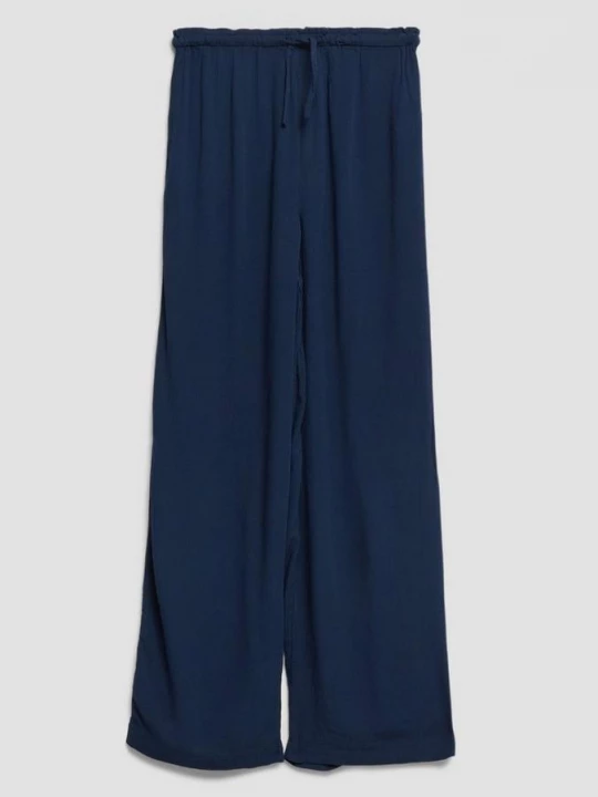 Foto van product Broek met wijde pijpen van crinkle viscose s.Oliver blauw