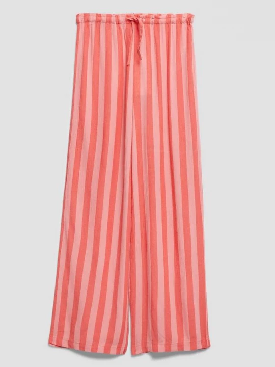 Foto van product Broek met wijde pijpen van crinkle viscose s.Oliver roze