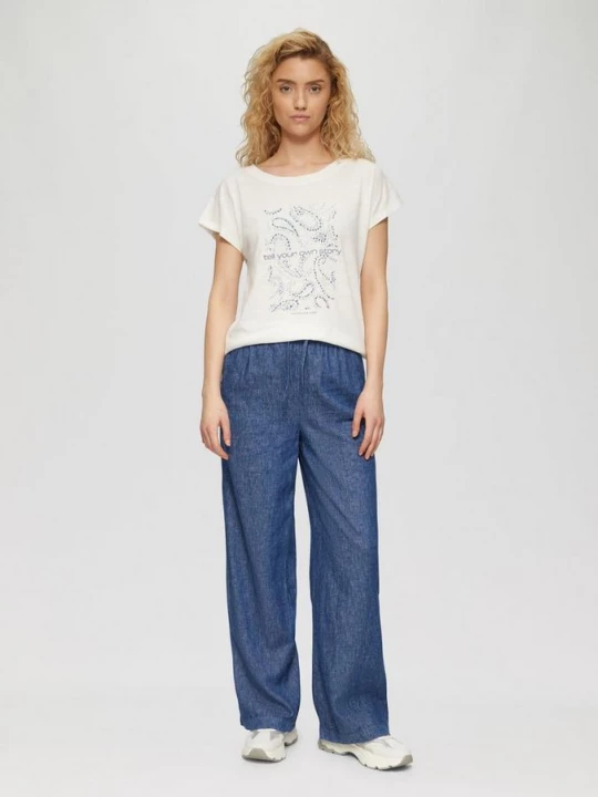 Foto van product Broek met wijde pijpen van een linnenmix met denim look s.Oliver blauw