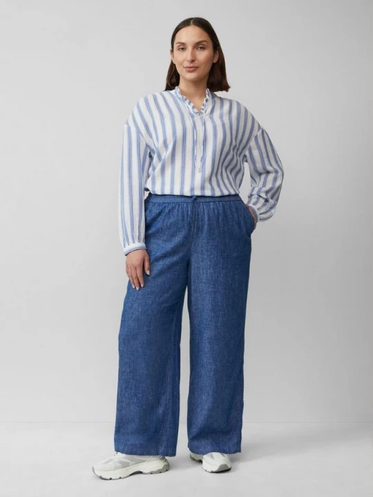 Foto van product Broek met wijde pijpen van een linnenmix met denim look s.Oliver blauw