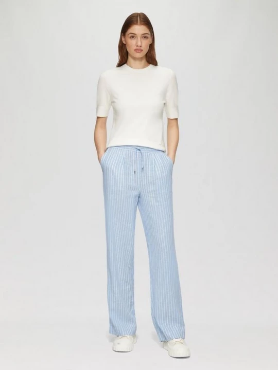 Foto van product Broek met wijde pijpen van een linnenmix s.Oliver blauw