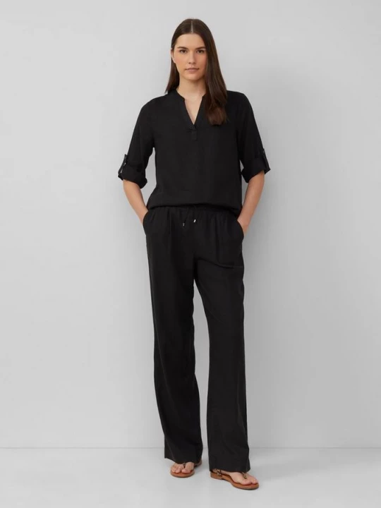 Foto van product Broek met wijde pijpen van een linnenmix s.Oliver zwart
