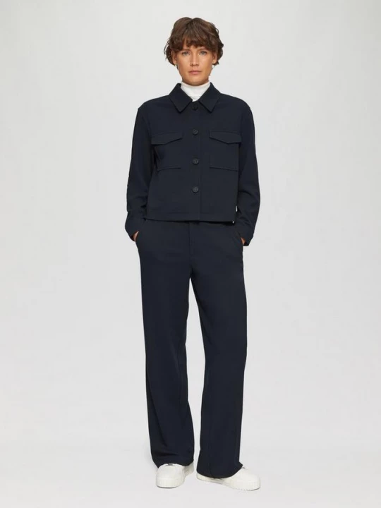 Foto van product Broek met wijde pijpen van getextureerde jersey s.Oliver blauw