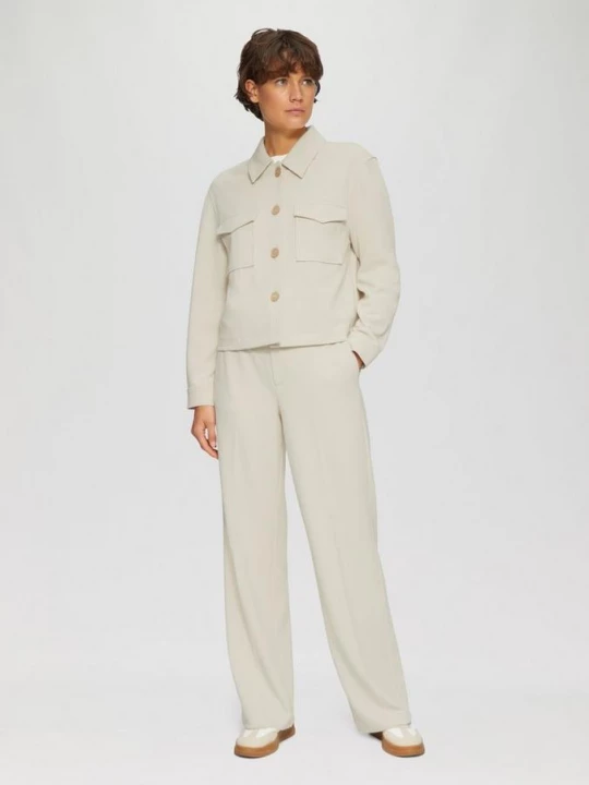 Foto van product Broek met wijde pijpen van getextureerde jersey s.Oliver crème