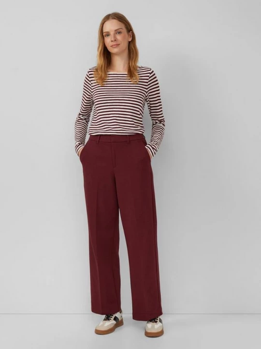 Foto van product Broek met wijde pijpen van getextureerde jersey s.Oliver rood