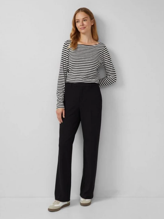 Foto van product Broek met wijde pijpen van getextureerde jersey s.Oliver zwart
