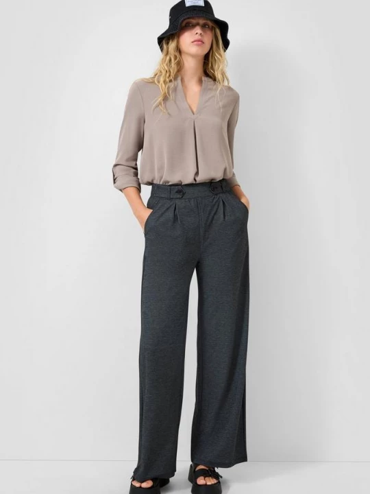 Foto van product Broek met wijde pijpen van jersey QS grijs
