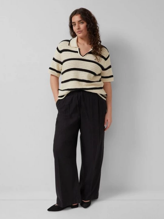 Foto van product Broek met wijde pijpen van linnenmix met elastische tailleband s.Oliver zwart