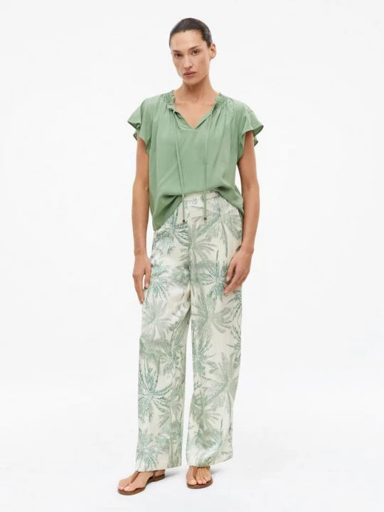 Foto van product Broek met wijde pijpen van satijn met elastische tailleband s.Oliver