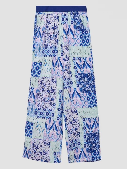 Foto van product Broek met wijde pijpen van viscose in een loose fit s.Oliver blauw
