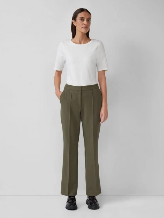 Foto van product Broek met wijduitlopende pijpen en een hoge tailleband s.Oliver groen