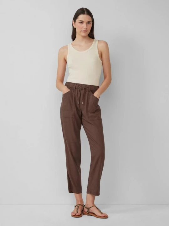 Foto van product Broek van linnenmix in een relaxte pasvorm met een elastische tailleband s.Oliver bruin