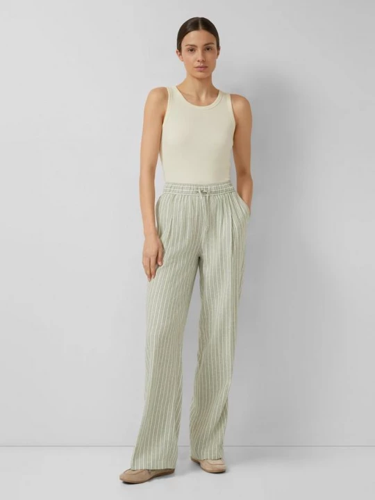 Foto van product Broek van linnenmix met elastische tailleband s.Oliver olijfgroen