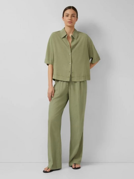 Foto van product Broek van linnenmix met elastische tailleband s.Oliver olijfgroen