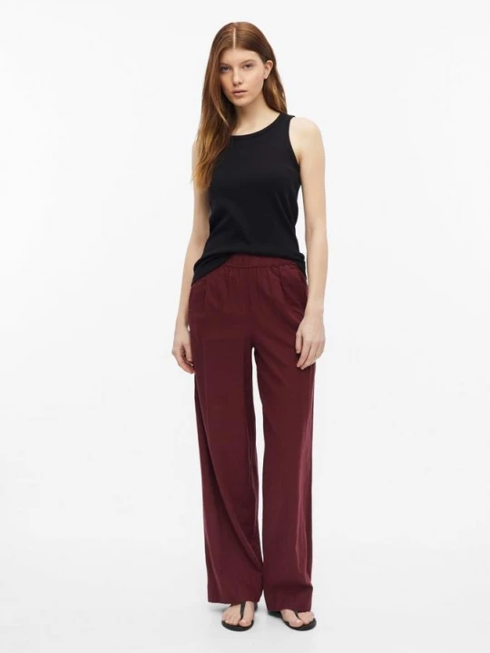 Foto van product Broek van linnenmix met elastische tailleband s.Oliver rood