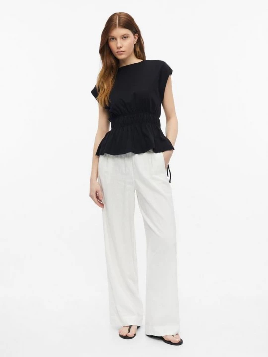 Foto van product Broek van linnenmix met elastische tailleband s.Oliver wit