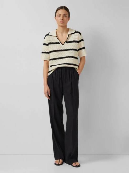 Foto van product Broek van linnenmix met elastische tailleband s.Oliver zwart