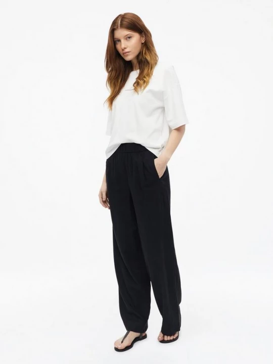 Foto van product Broek van linnenmix met elastische tailleband s.Oliver zwart