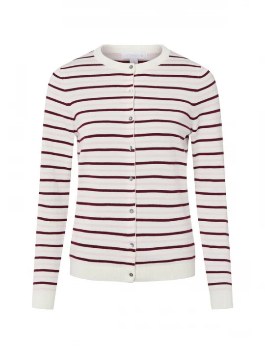 Foto van product Brookshire Gebreid vest ecru / bourgogne