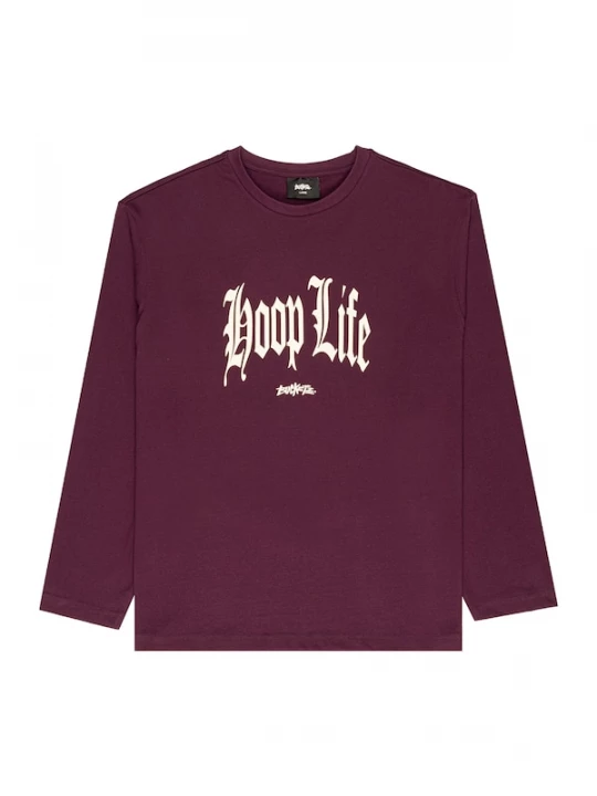 Foto van product Bucketz Shirt 'Hoop Life' lichtoranje / bourgogne / wit