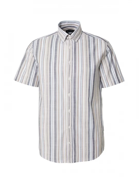 Foto van product bugatti Overhemd beige / pastelblauw / blauw gemêleerd / wit