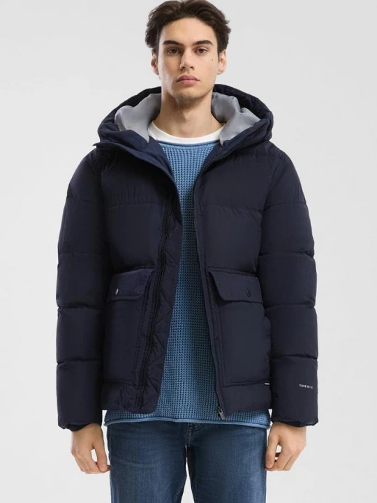 Foto van product Buitenjas regular fit met capuchon en warme voering QS blauw