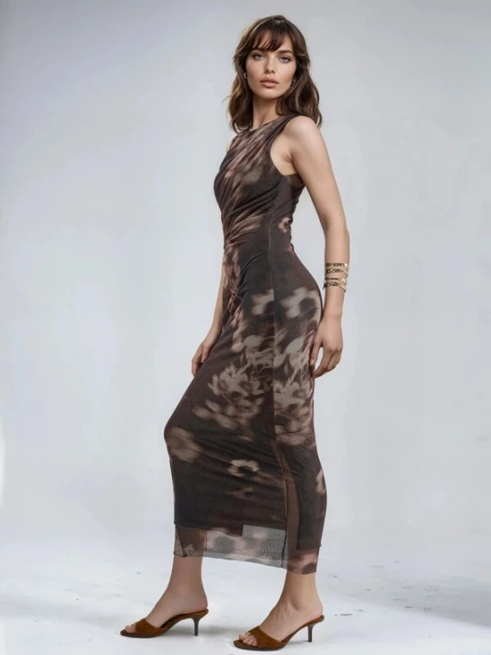 Foto van product Busem Jurk ecru / bruin / zwart