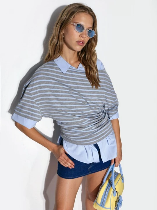 Foto van product Busem Shirt duifblauw / grijs gemêleerd