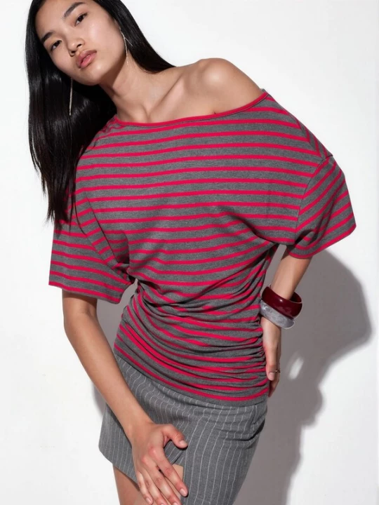 Foto van product Busem Shirt grijs gemêleerd / purper