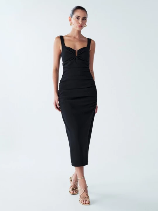 Foto van product BWLDR Avondjurk 'Brookes' 'BROOKES MIDI DRESS' zwart