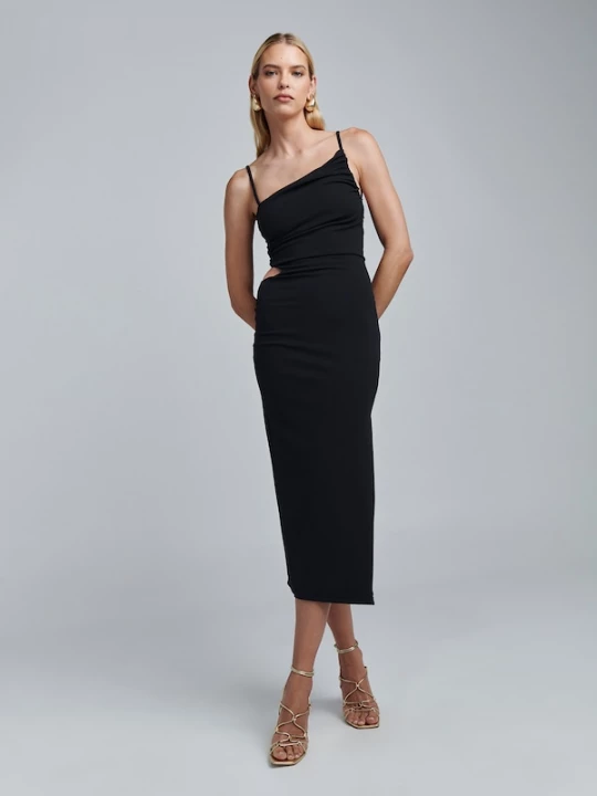 Foto van product BWLDR Avondjurk 'HALLON MIDI DRESS' zwart