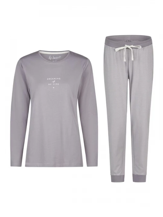 Foto van product By Louise Pyjama 'by Louise ladies pyjamas 100% cotton long sleeve pyjamas comfortable breathable' grijs