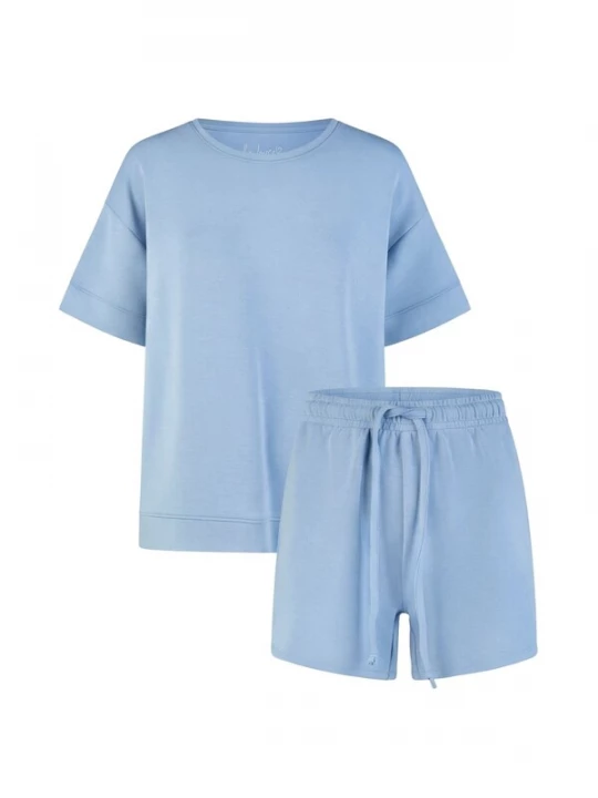 Foto van product By Louise Pyjama 'by Louise Women' Pyjamas – Short-sleeved pyjamas with short trousers Floral' blauw