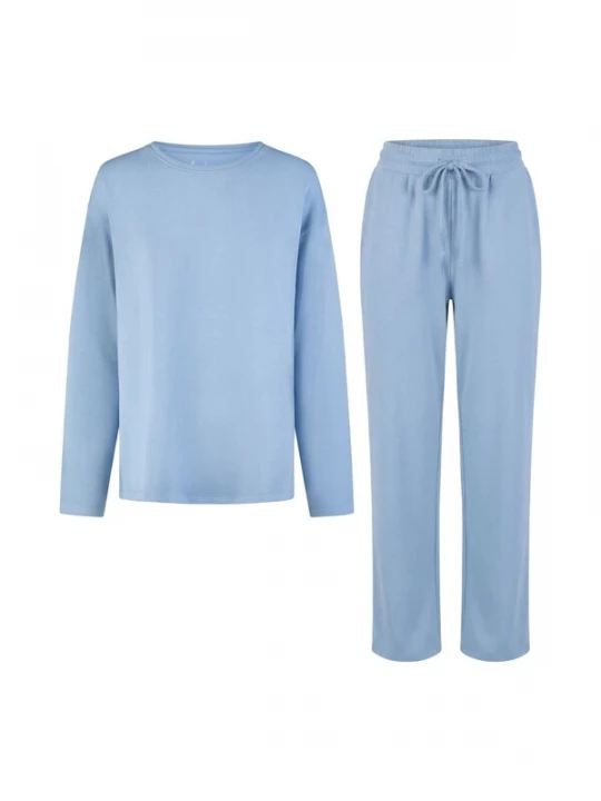 Foto van product By Louise Pyjama 'by Louise Women's Homewear Loungewear Long Soft & Comfortable Light Blue' blauw