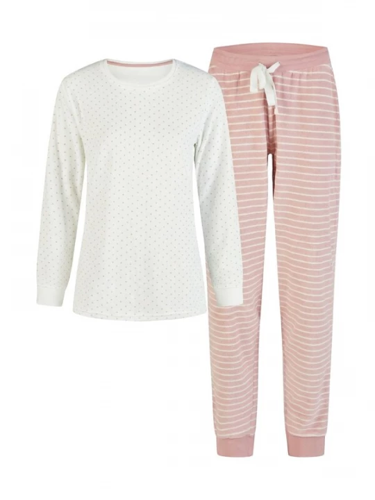 Foto van product By Louise Pyjama 'by Louise Women's Terry Cloth Pyjamas Sleepwear Long Nightwear' abrikoos
