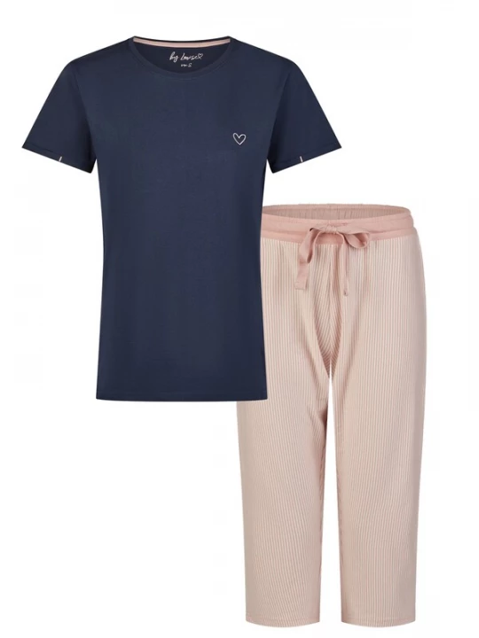 Foto van product By Louise Pyjama 'Essential Capri' blauw denim