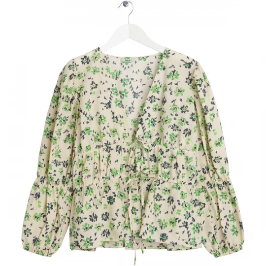 Foto van product BZR Blouse beige / blauw / groen