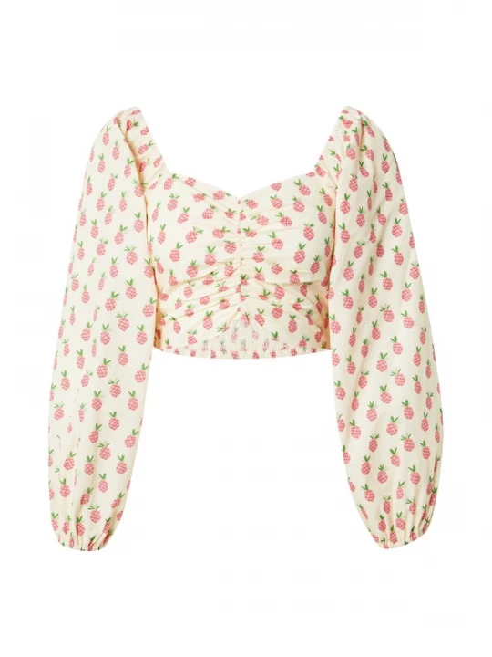 Foto van product BZR Blouse beige / groen / framboos / rosé